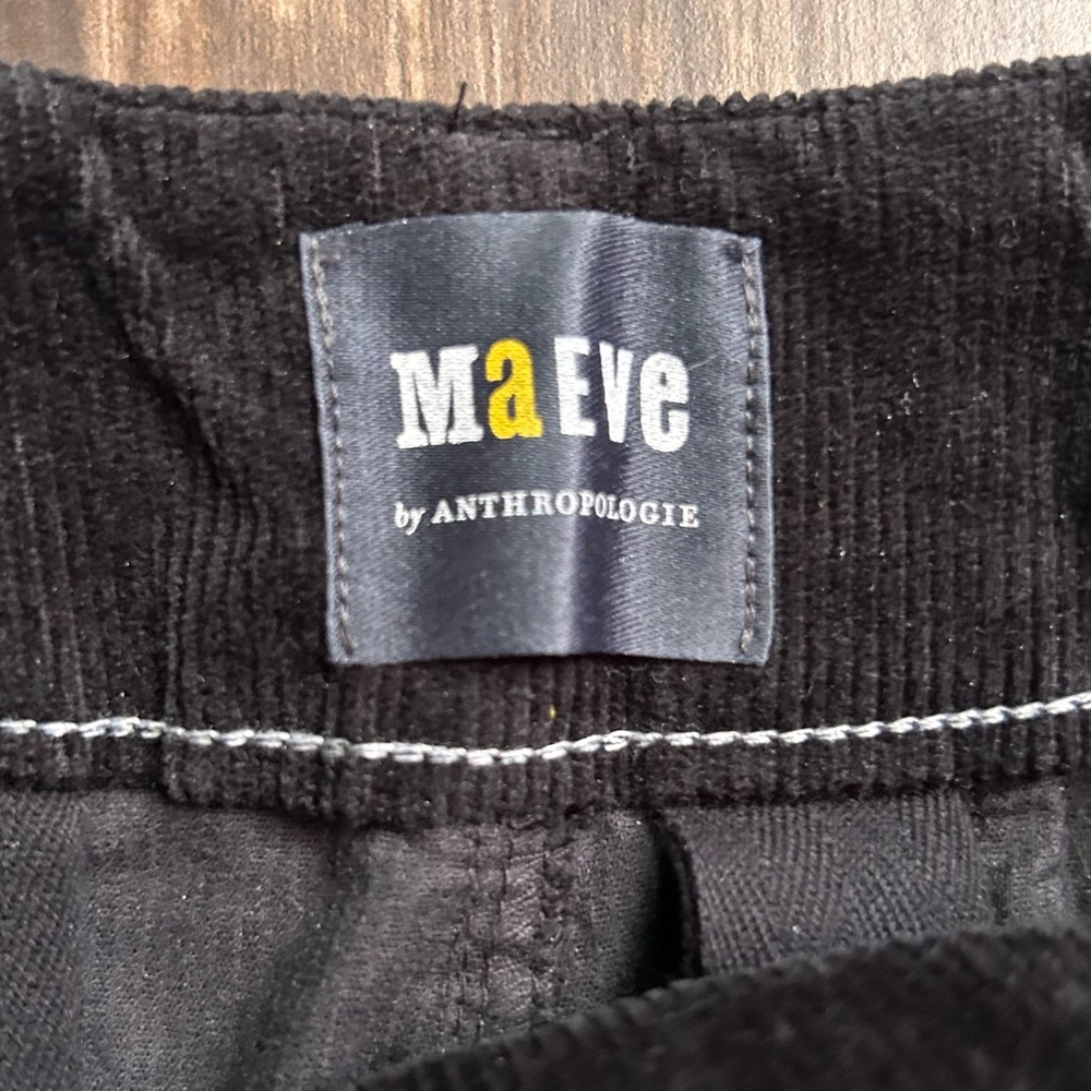 Anthropologie Maeve Colette Cropped Wide Leg Corduroy Pants Black Sz 24P PETITE - Picture 6 of 9
